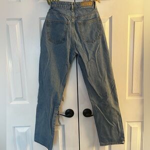 Cotton on, denim jean, size 4, distressed, long straight leg.